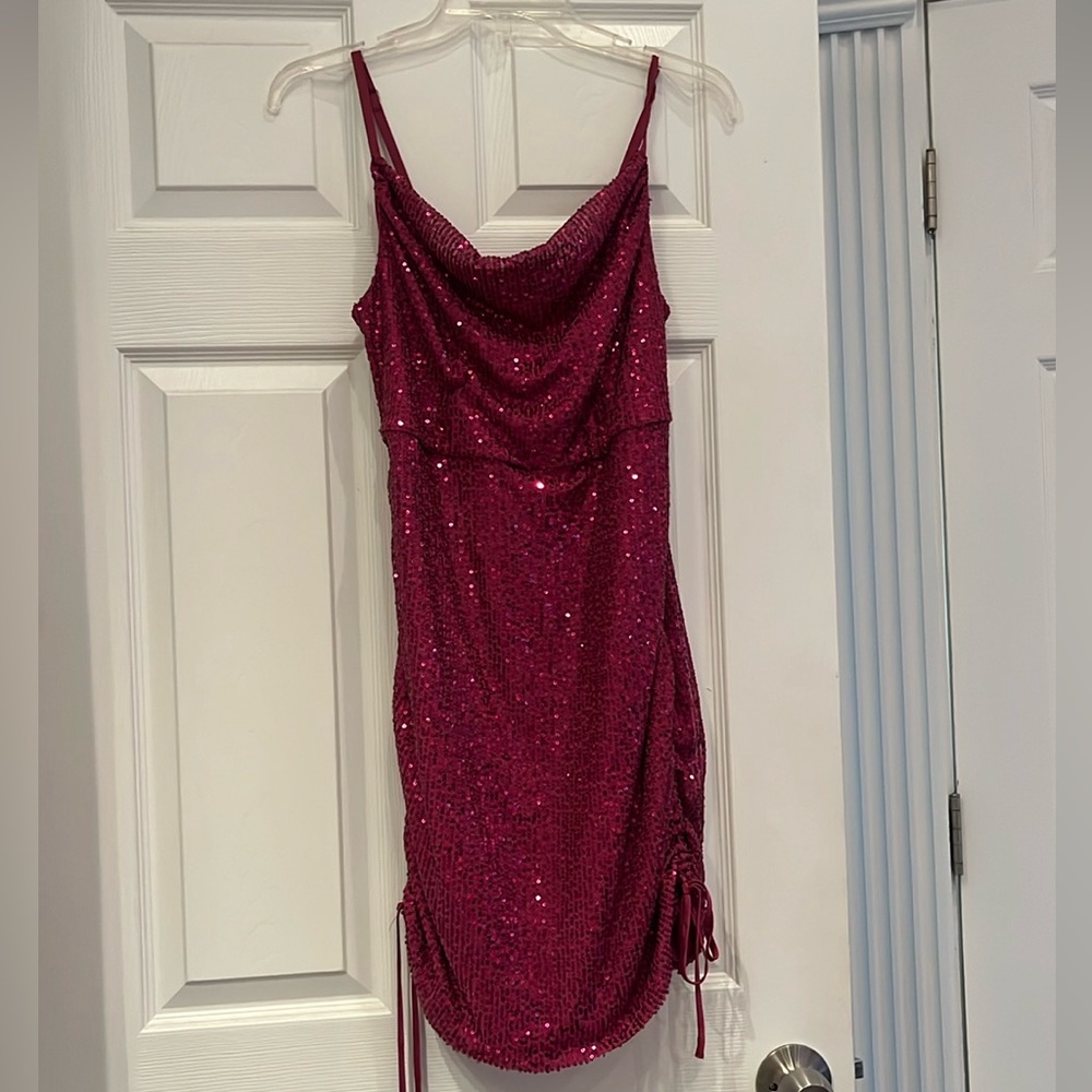 Wild Fable Sequin Pink Ruched Dress- Size Large
